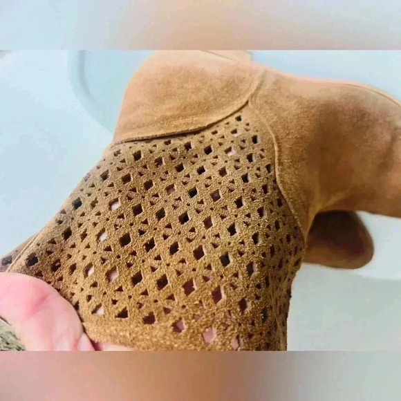 MICHAEL KORS Sunny Ankle Boots Leather Suede Booties Caramel Brown 8 - Picture 7 of 14